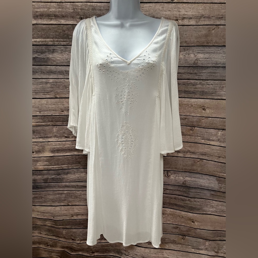 hinge dress NWT white cutouts with bell sleeves